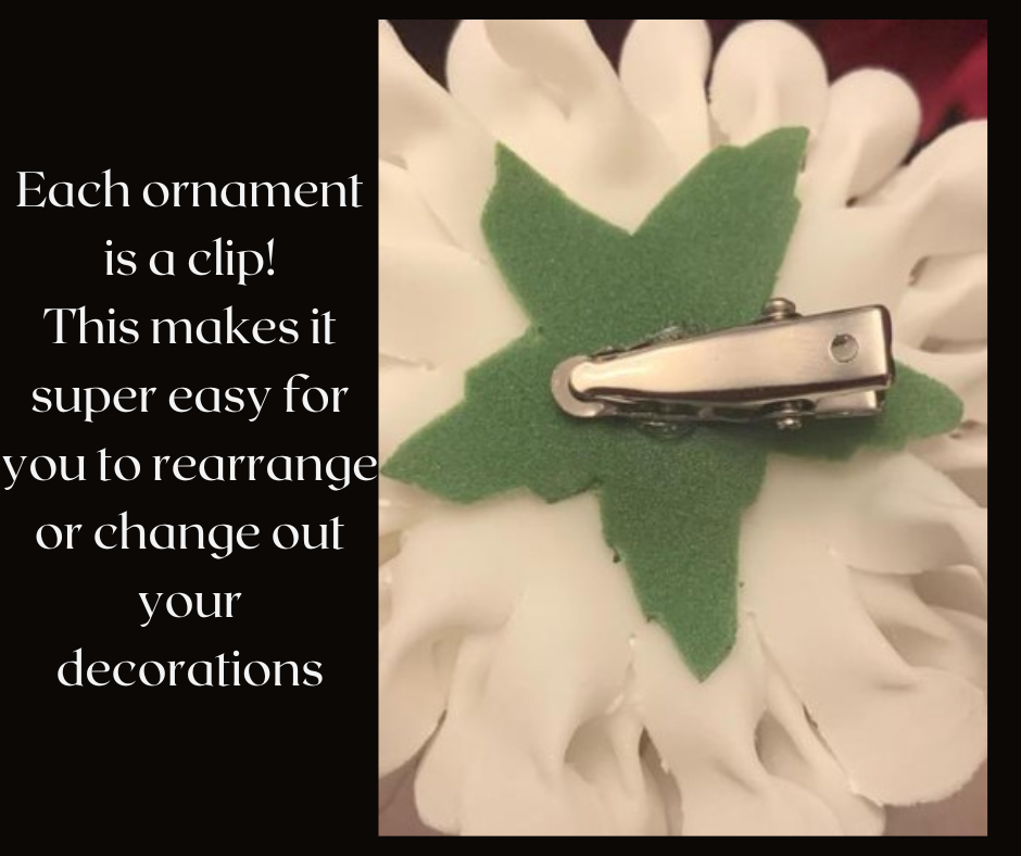 Christmas Interchangeable DIY Wreath Kit – Removable Ornament Clips, Matching Buffalo Plaid Bow, Gold/Red Plaid Poinsettias & Space-Saving Year-Round Design