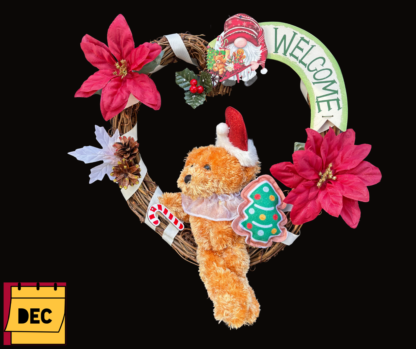Teddy Bear Interchangeable Wreath With 12 Monthly Décor Kits | Year Round Seasonal Décor for Moms & Elderly Loved Ones