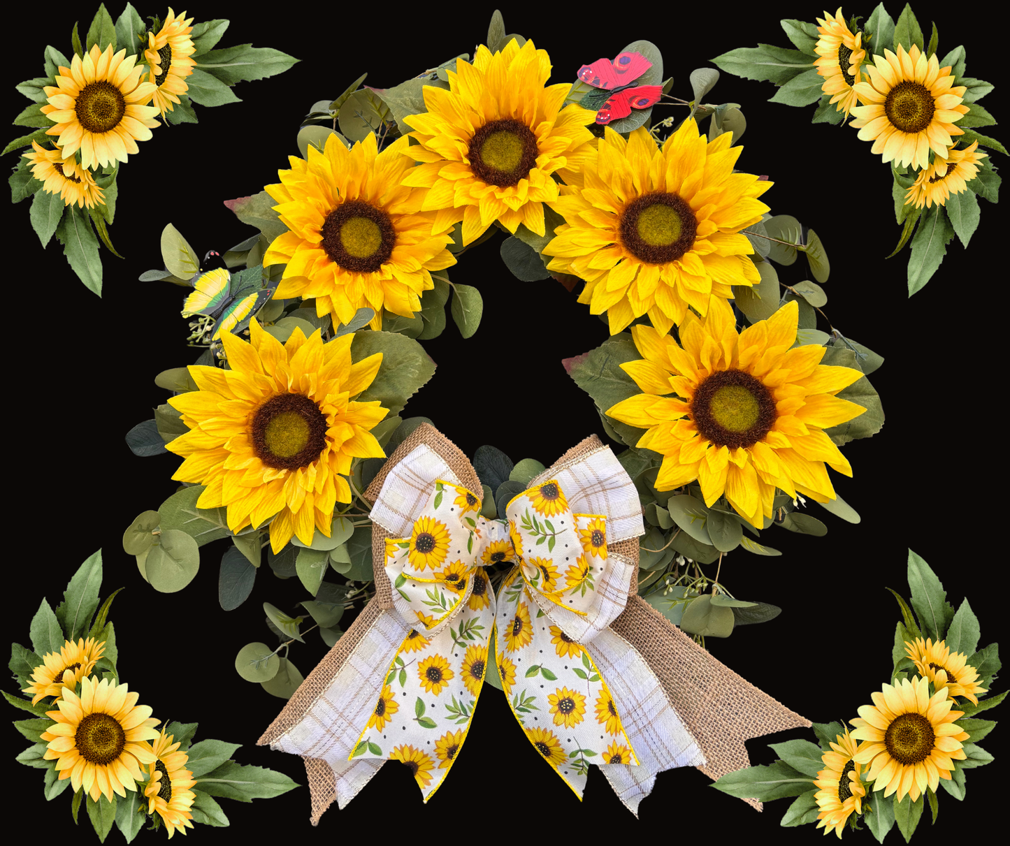 Sunflower Themed Wreath Kit with Bonus Home Shaped Chalkboard