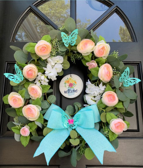 Oh My! Look At The Butterfly! Wreath Kit with Flowers, Ornaments and Magnetic Bow