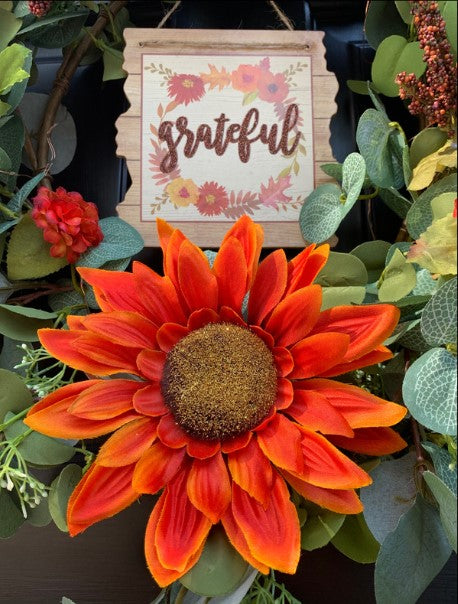 Fall Wreath Kit With An Array of Flowers, Pumpkins and Berries