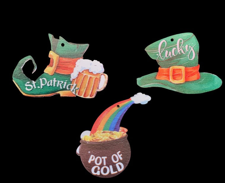St. Patrick's Day Wooden Ornament Trio