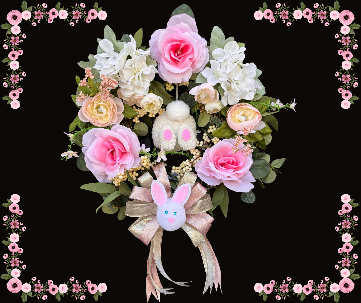 Spring Blossom DIY Wreath Kit – Soft Pink Florals with Removable Easter Ornaments | Easy Home Refresh for Busy Decorators