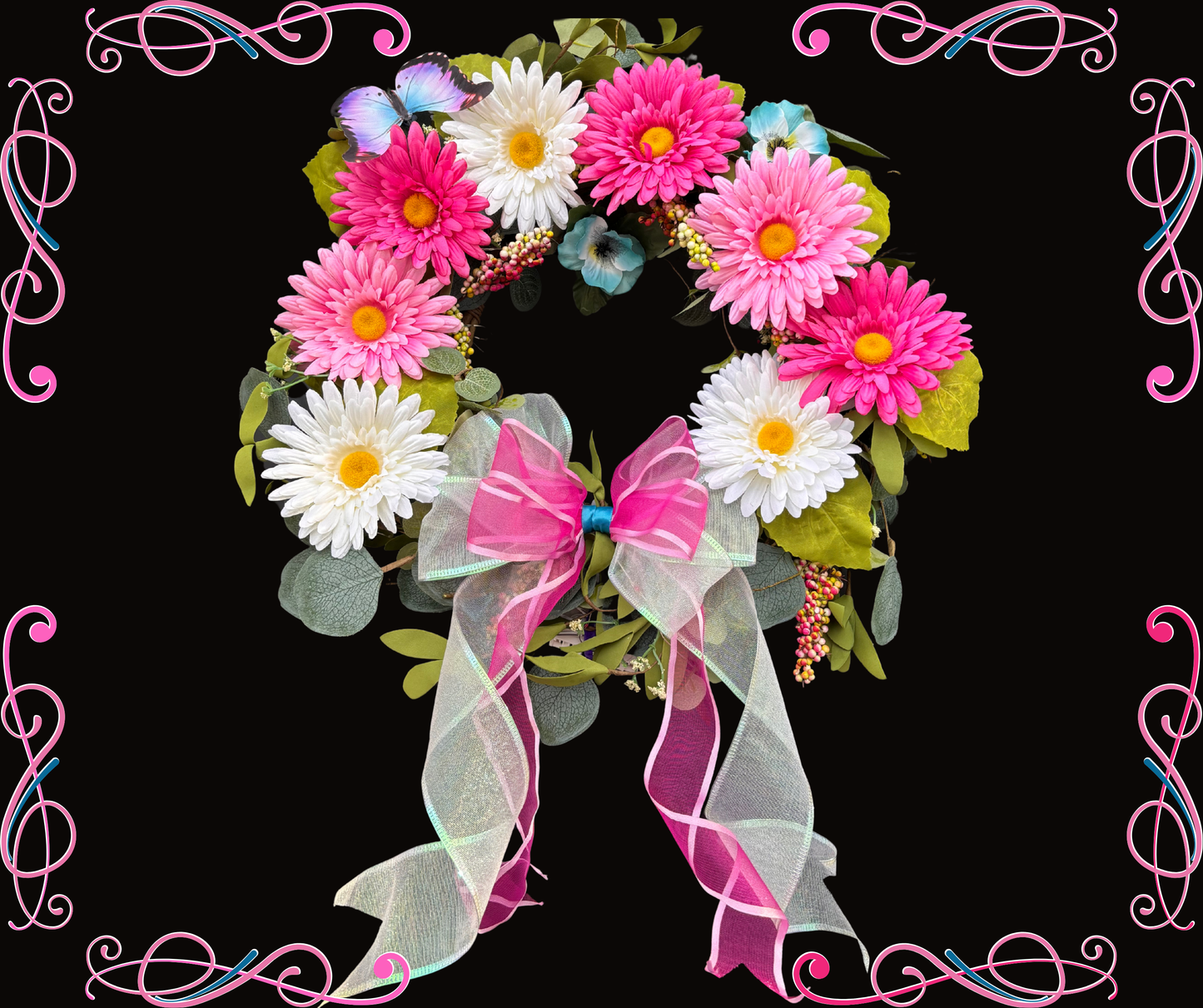 Fun, Easy and Quick Easter/Spring Wreath Kit With Spring Colored Fairy Lights and Removable Holiday Ornaments