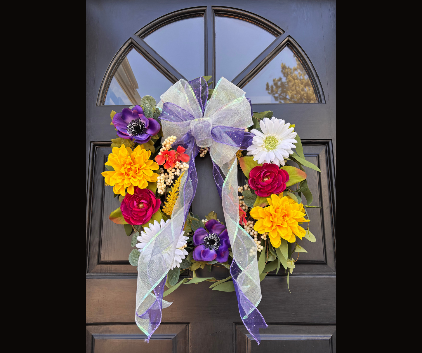 Speedy DIY Flower Wreath Kit Featuring Huge Double Layer Bow with Bonus Easter Decorations