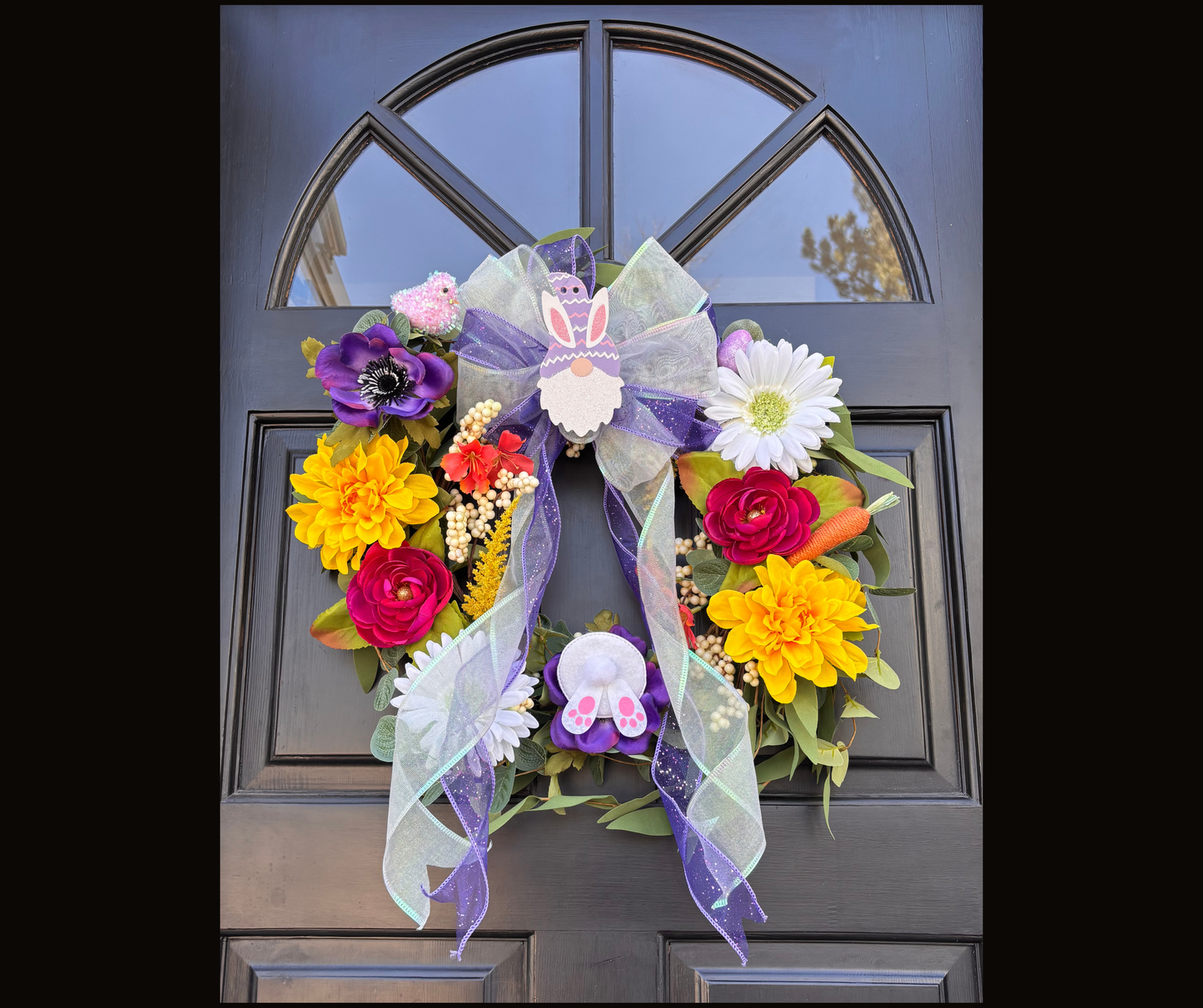 Speedy DIY Flower Wreath Kit Featuring Huge Double Layer Bow with Bonus Easter Decorations