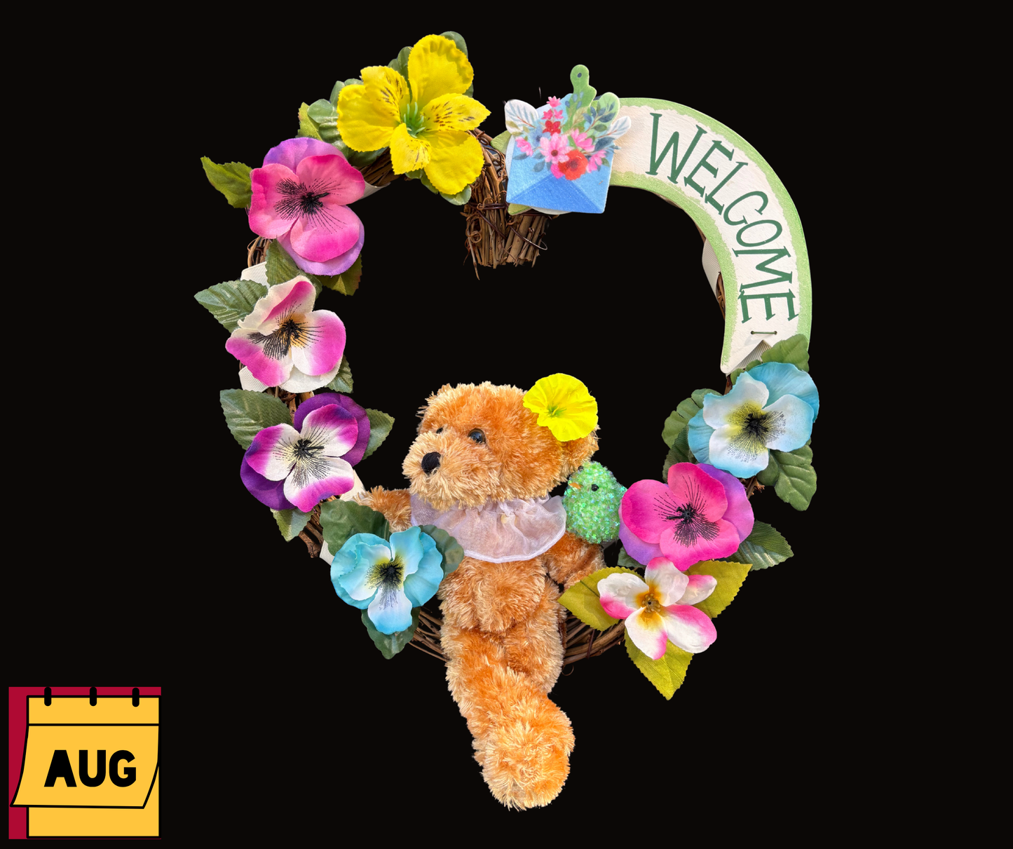 Teddy Bear Interchangeable Wreath With 12 Monthly Décor Kits | Year Round Seasonal Décor for Moms & Elderly Loved Ones