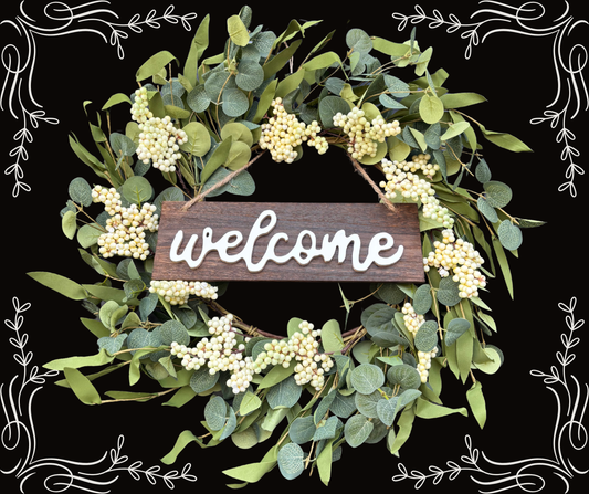 All-Season Artificial Wreath Base + Bonus Welcome Sign – Designed for Every Seasonal Wreath Kit