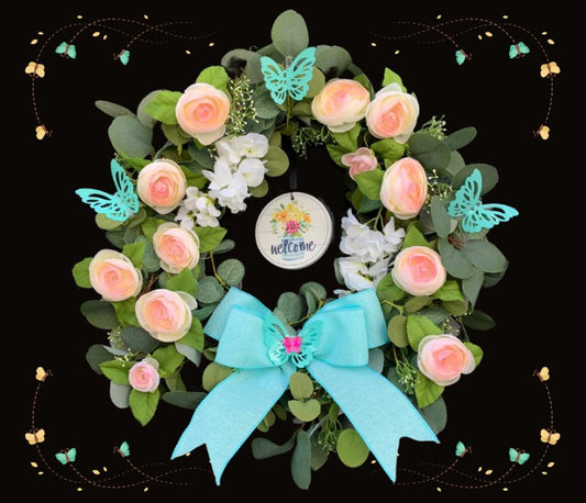 Oh My! Look At The Butterfly! Wreath Kit with Flowers, Ornaments and Magnetic Bow