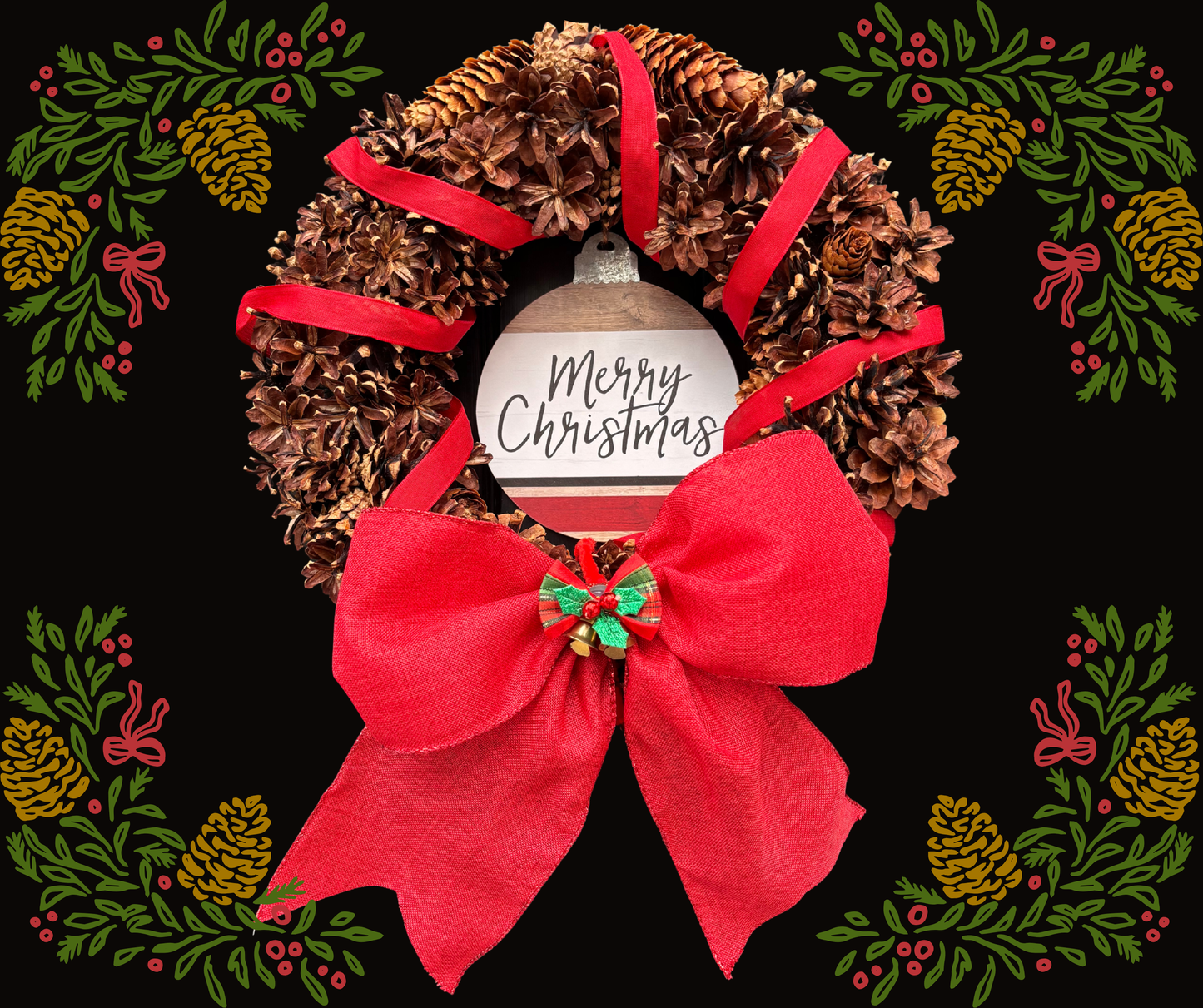 Rustic Pinecone Wreath Kit | Interchangeable Year-Round Seasonal Wreath | Handmade Natural Pinecone Door Decor