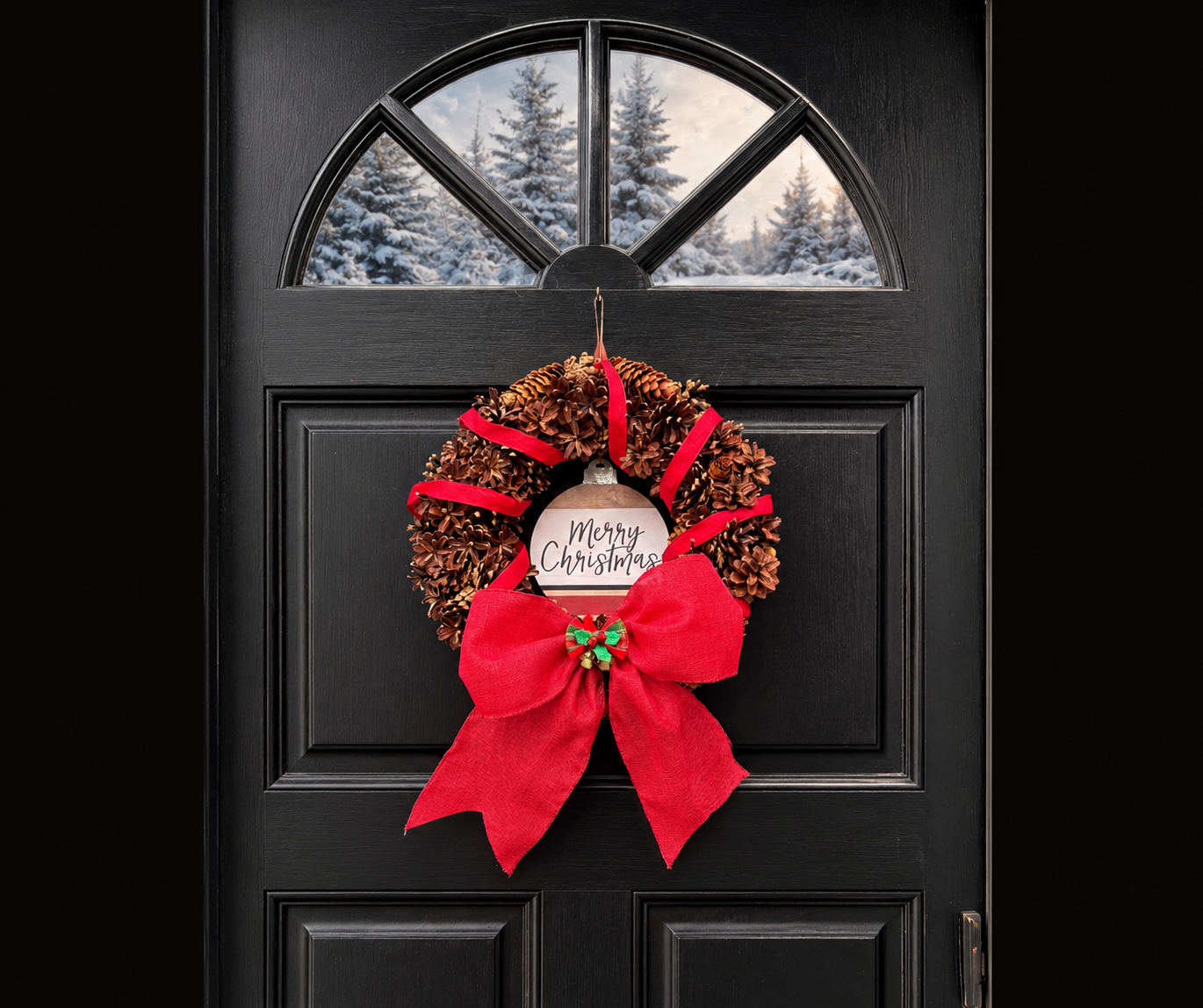 Rustic Pinecone Wreath Kit | Interchangeable Year-Round Seasonal Wreath | Handmade Natural Pinecone Door Decor