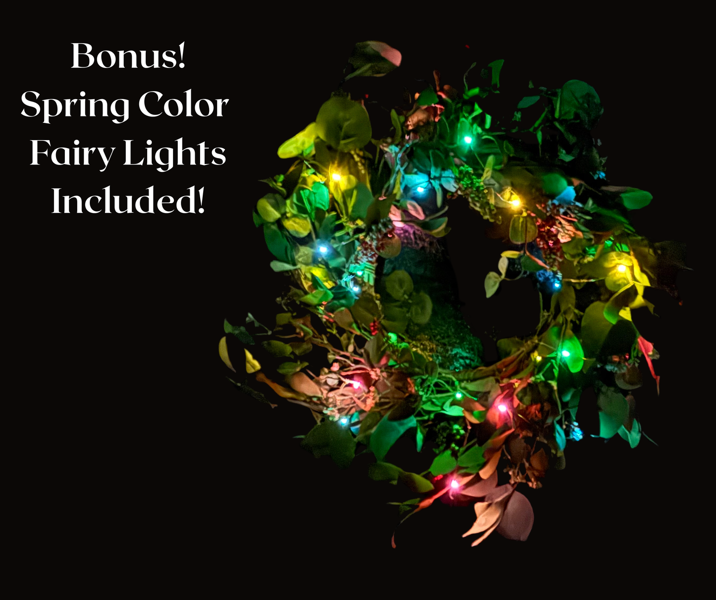 Fun, Easy and Quick Easter/Spring Wreath Kit With Spring Colored Fairy Lights and Removable Holiday Ornaments