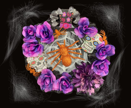 All Souls Day / Fun Halloween Wreath Kit Featuring Large Spider Centerpiece