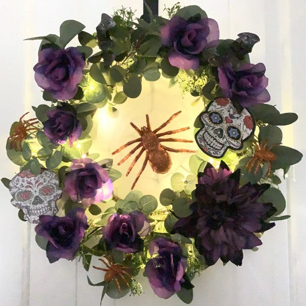 All Souls Day / Fun Halloween Wreath Kit Featuring Large Spider Centerpiece