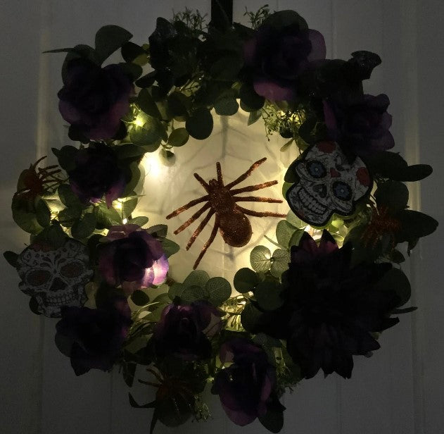 All Souls Day / Fun Halloween Wreath Kit Featuring Large Spider Centerpiece