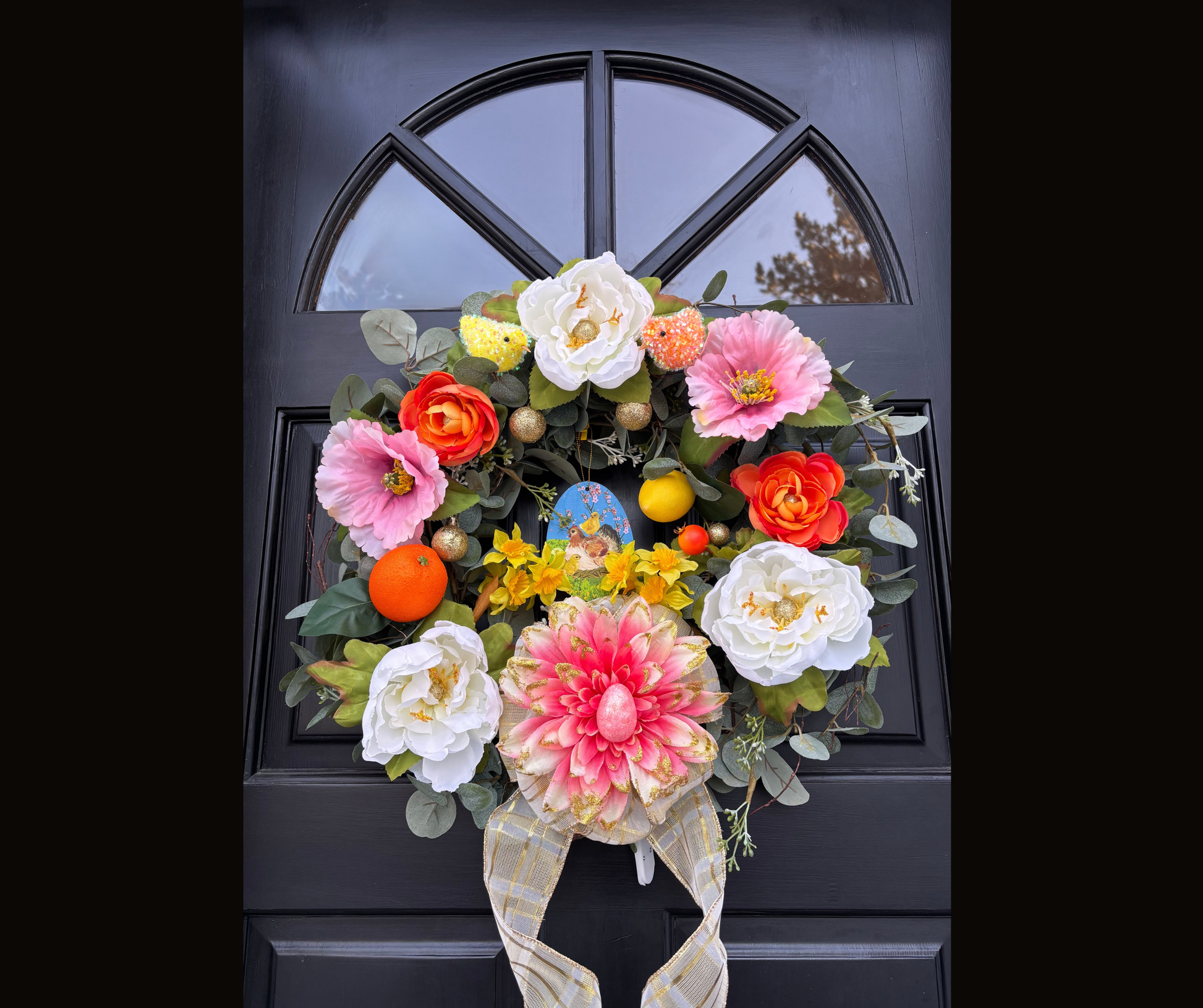 Colorful floral wreath for Spring/Easter