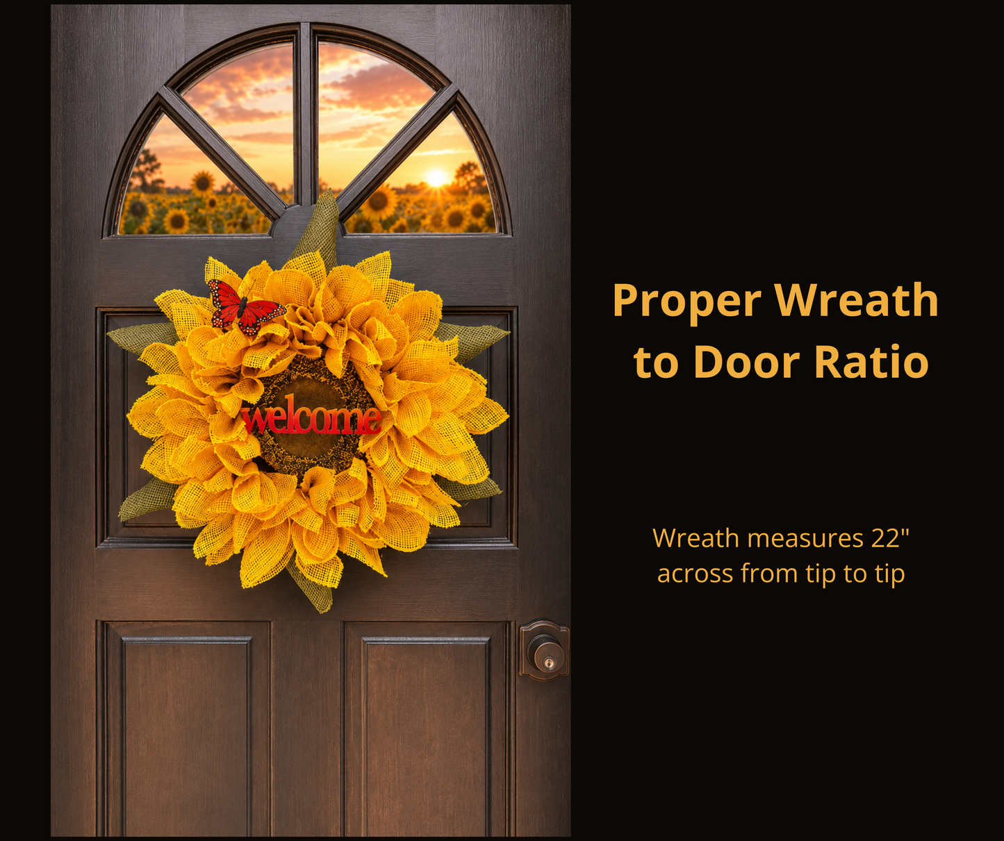 Intricate Yellow Sunflower Wreath with Removable Accessories