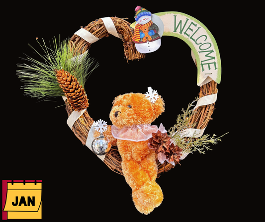 Teddy Bear Interchangeable Wreath With 12 Monthly Décor Kits | Year Round Seasonal Décor for Moms & Elderly Loved Ones