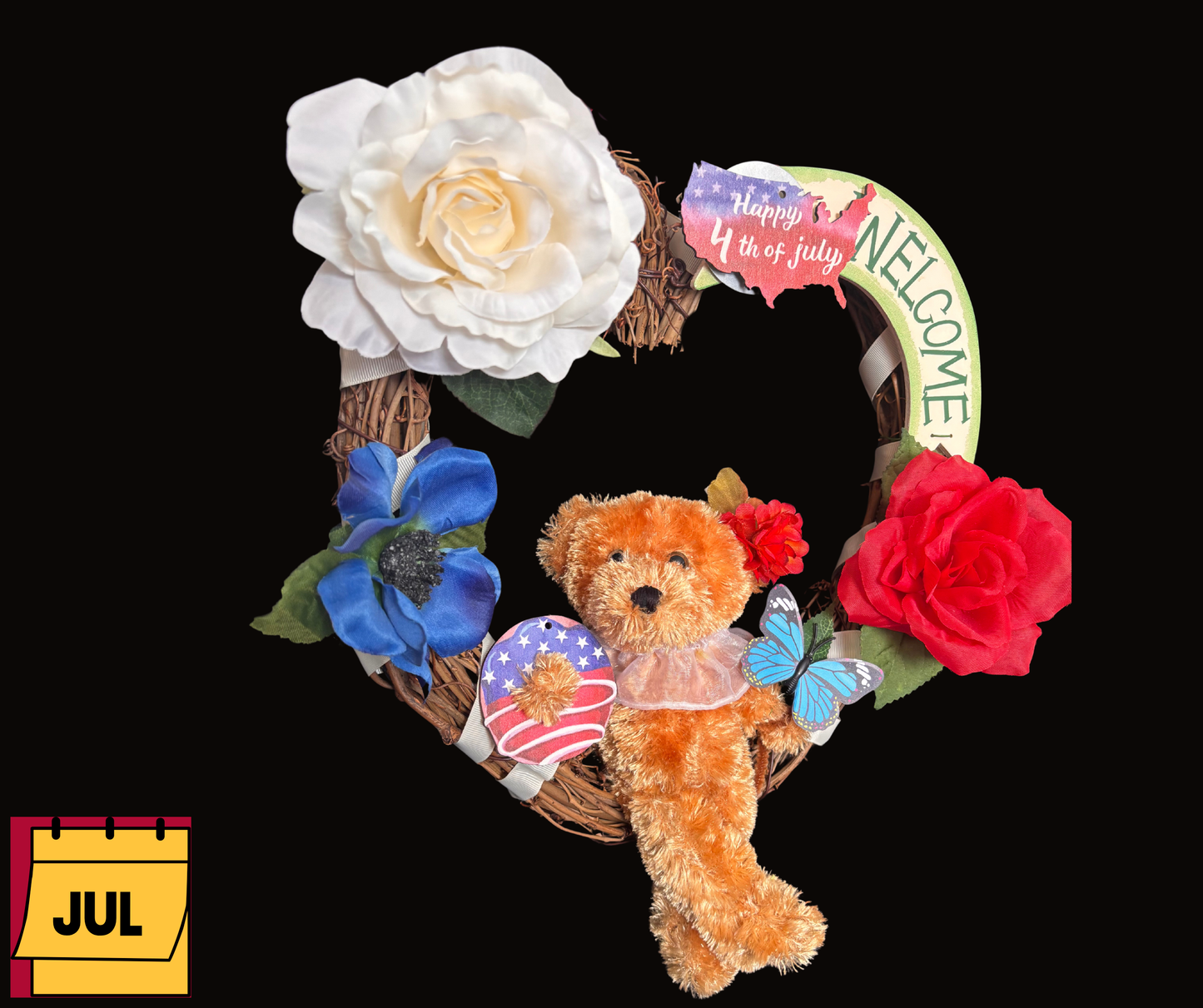 Teddy Bear Interchangeable Wreath With 12 Monthly Décor Kits | Year Round Seasonal Décor for Moms & Elderly Loved Ones