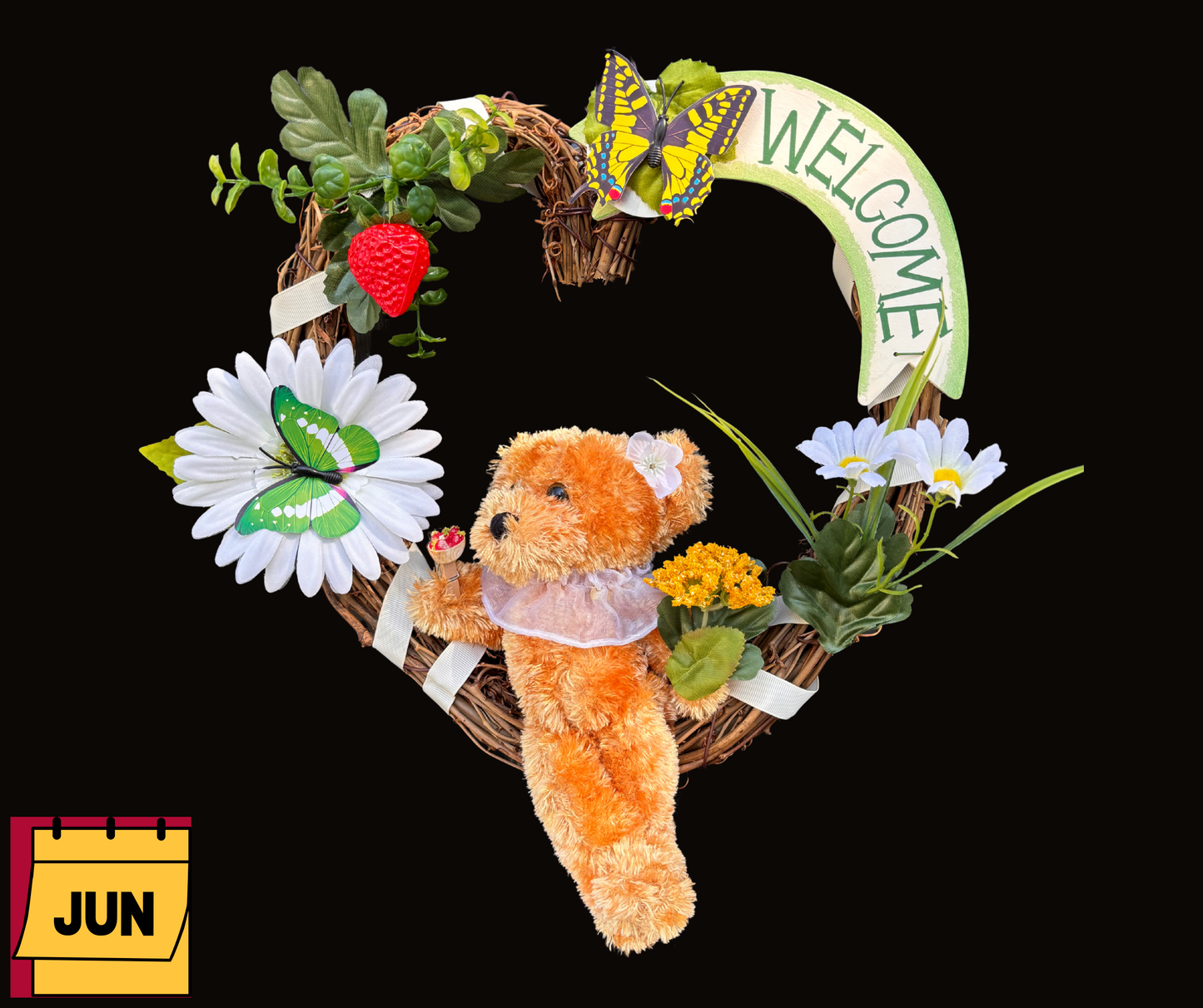 Teddy Bear Interchangeable Wreath With 12 Monthly Décor Kits | Year Round Seasonal Décor for Moms & Elderly Loved Ones