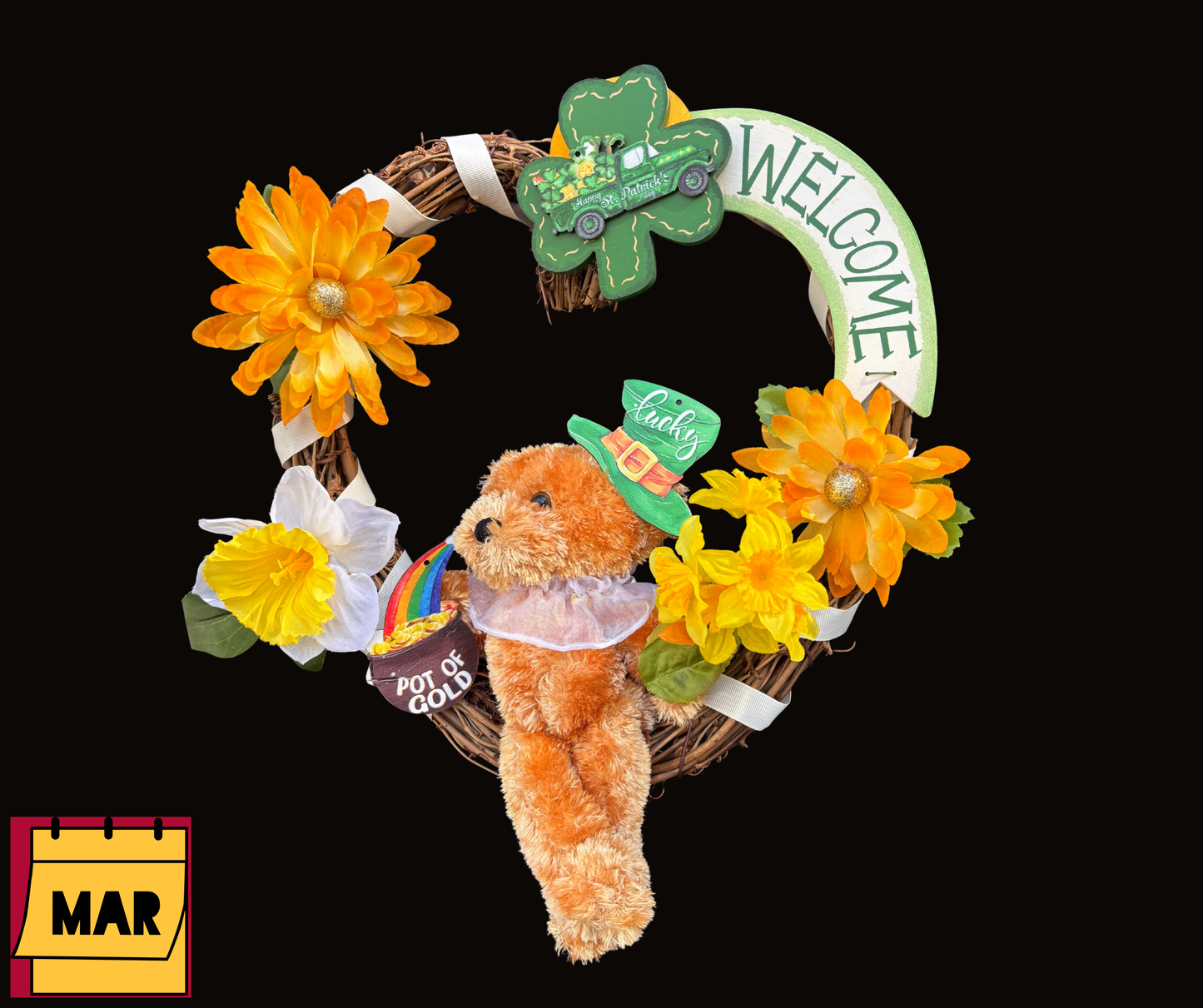 Teddy Bear Interchangeable Wreath With 12 Monthly Décor Kits | Year Round Seasonal Décor for Moms & Elderly Loved Ones