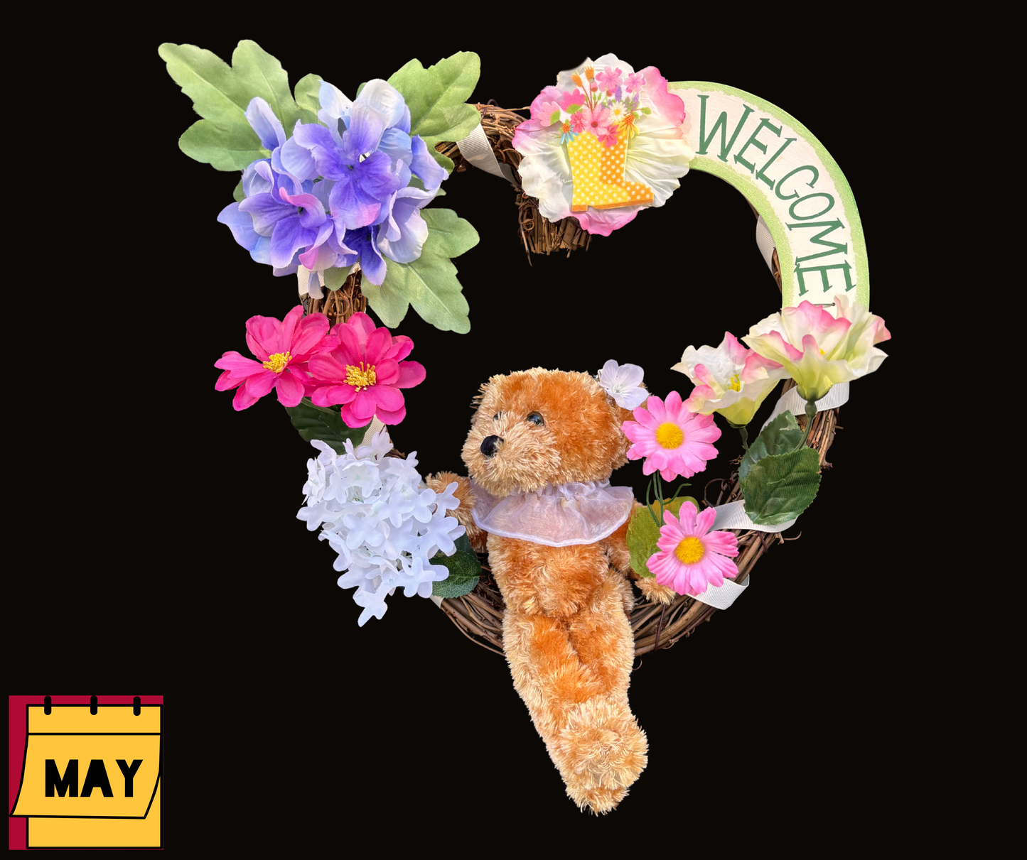 Teddy Bear Interchangeable Wreath With 12 Monthly Décor Kits | Year Round Seasonal Décor for Moms & Elderly Loved Ones
