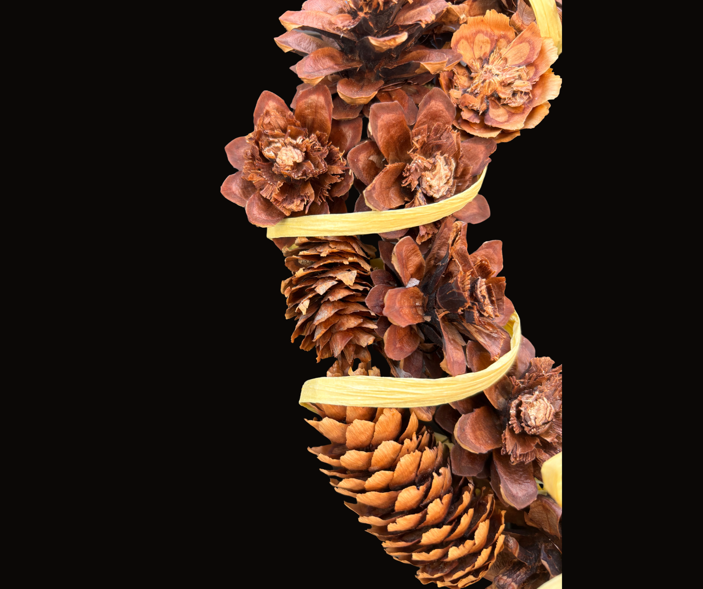 Rustic Pinecone Wreath with Raffia Bow ~Nature Inspired Front Door Wreath