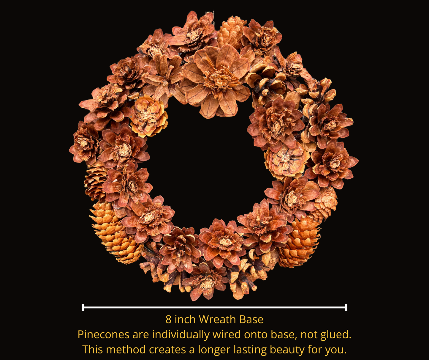 Rustic Pinecone Wreath with Raffia Bow ~Nature Inspired Front Door Wreath