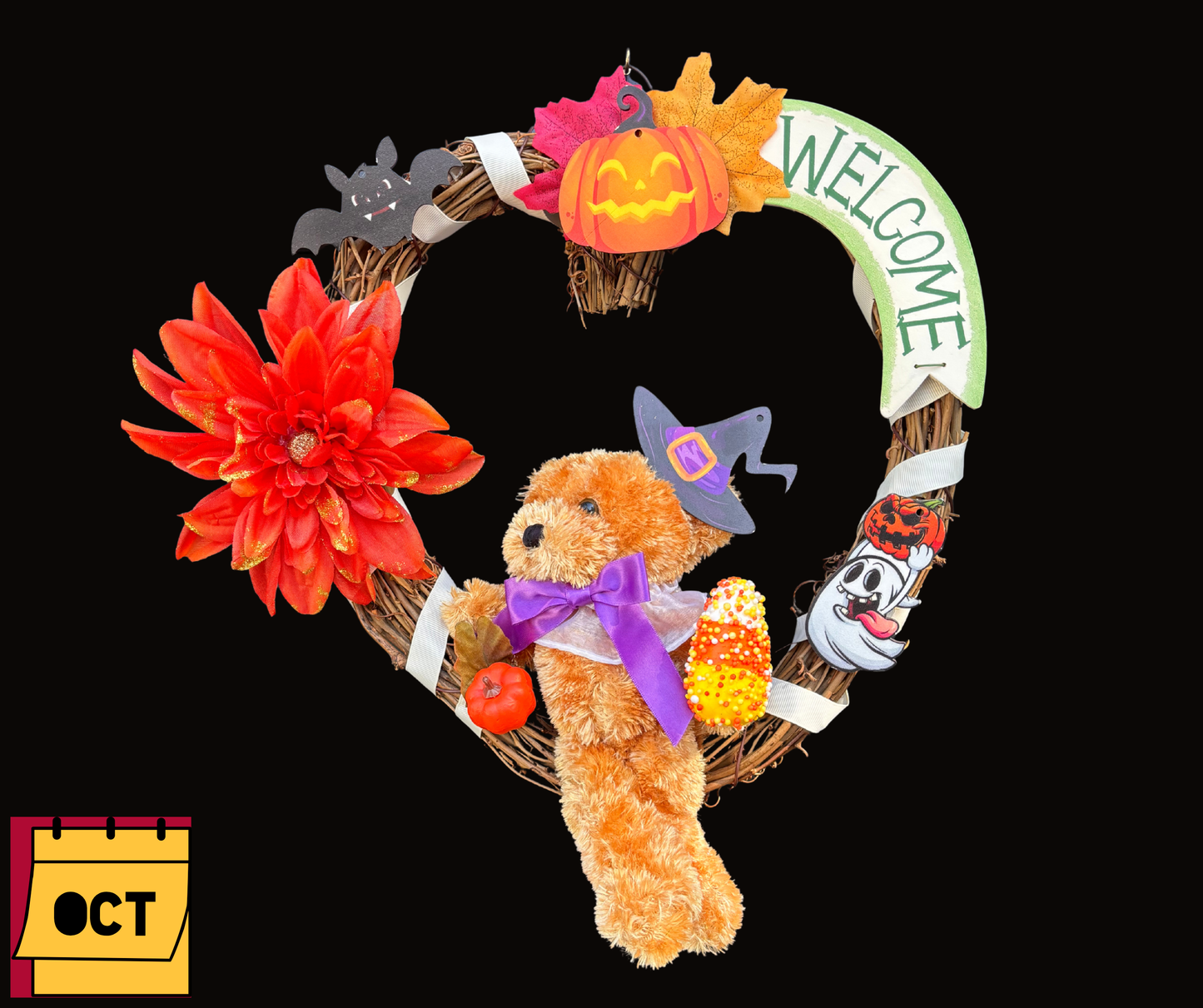 Teddy Bear Interchangeable Wreath With 12 Monthly Décor Kits | Year Round Seasonal Décor for Moms & Elderly Loved Ones