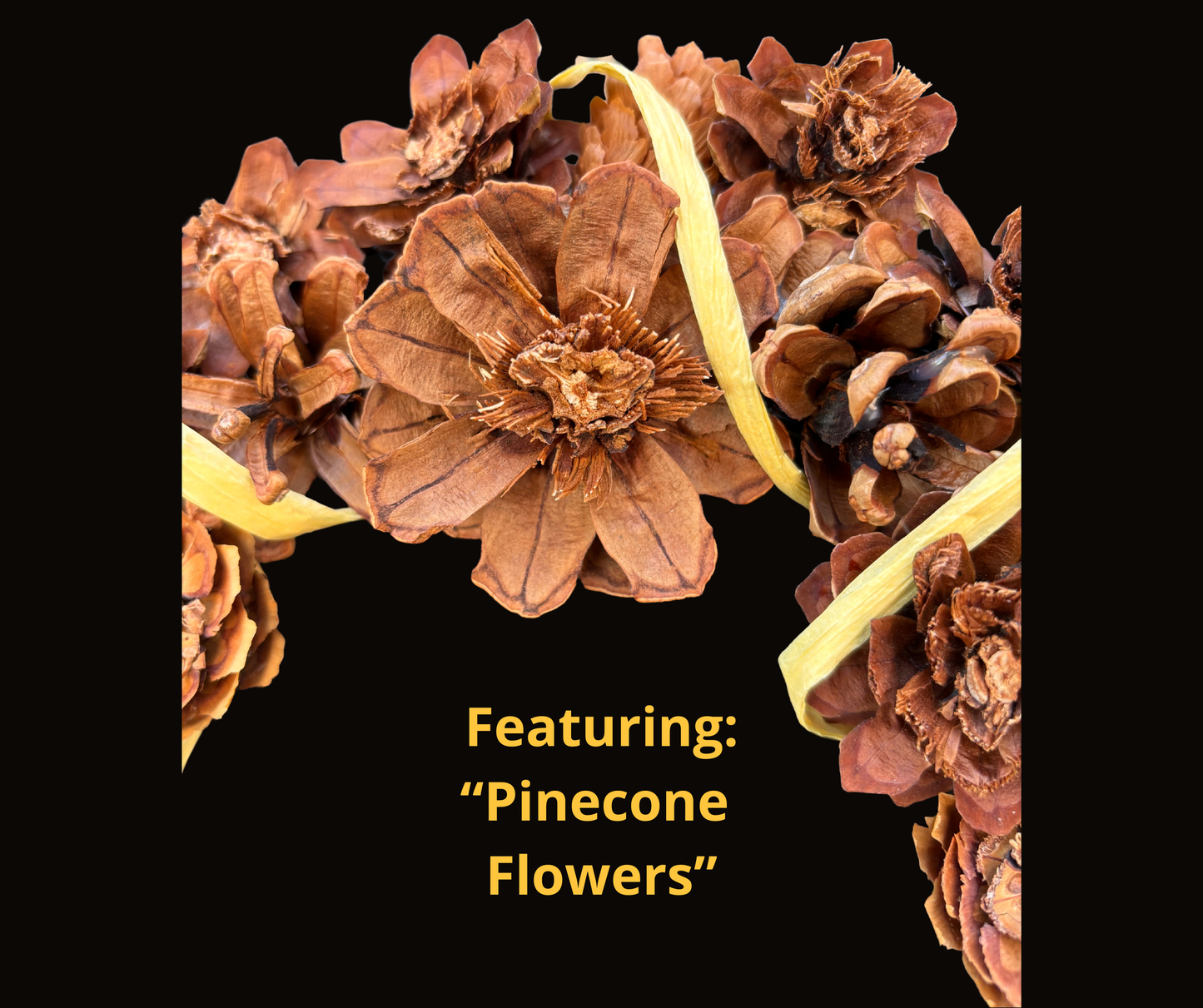 Rustic Pinecone Wreath with Raffia Bow ~Nature Inspired Front Door Wreath