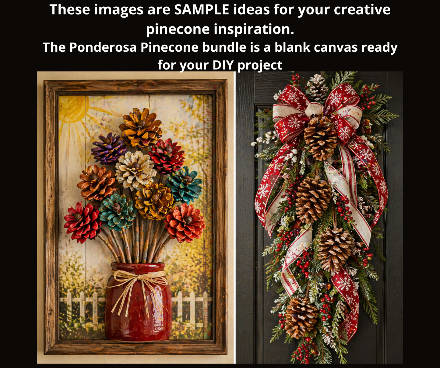 Ponderosa Pinecones (5 Pack) – Natural Pinecones for Crafts, Wreaths & Rustic DIY Decor