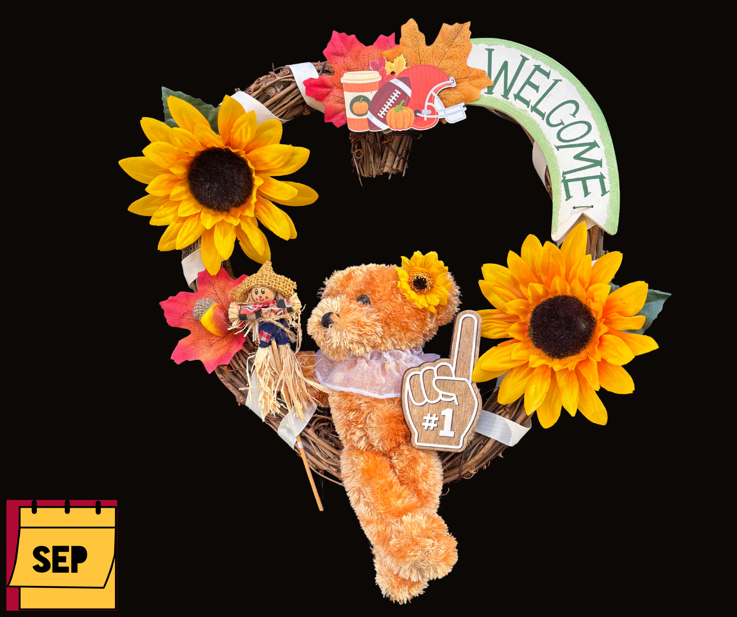 Teddy Bear Interchangeable Wreath With 12 Monthly Décor Kits | Year Round Seasonal Décor for Moms & Elderly Loved Ones