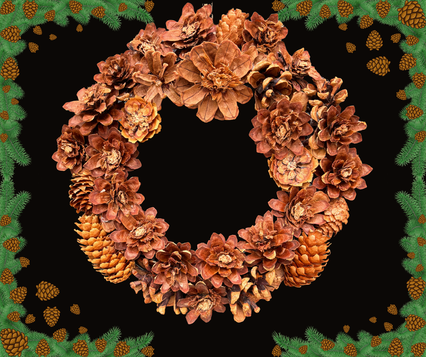 Rustic Pinecone Wreath with Raffia Bow ~Nature Inspired Front Door Wreath