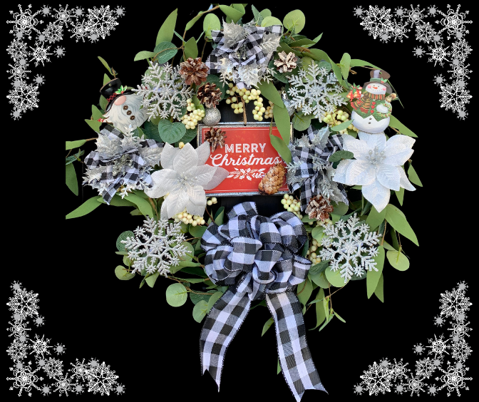 Sparkly Snowflakes and Poinsettias Wreath Kit