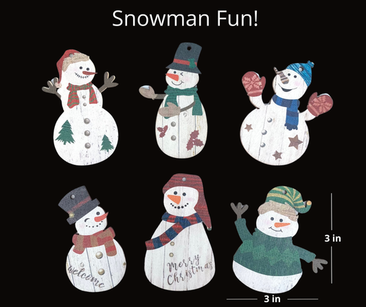 Happy Snowman Wooden Ornament Collection
