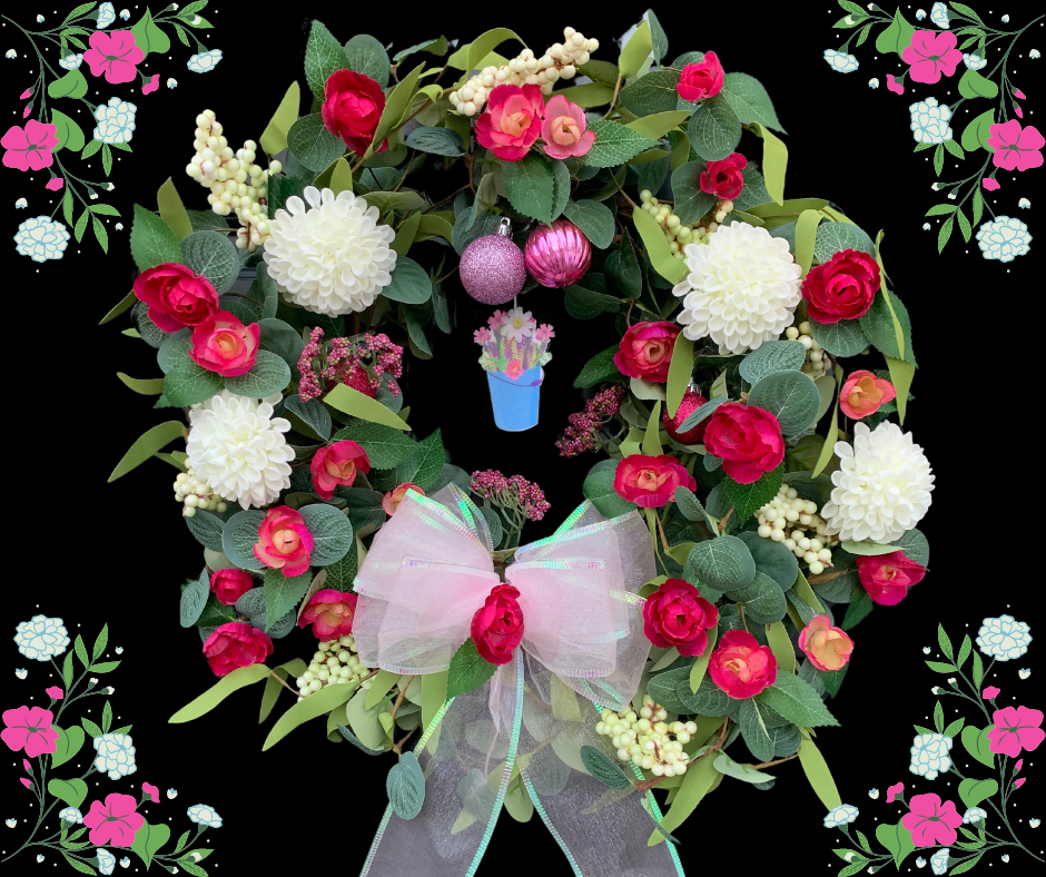 Fuchsia and Pure White DIY Wreath Kit Spotlighting Multiple Celebrations