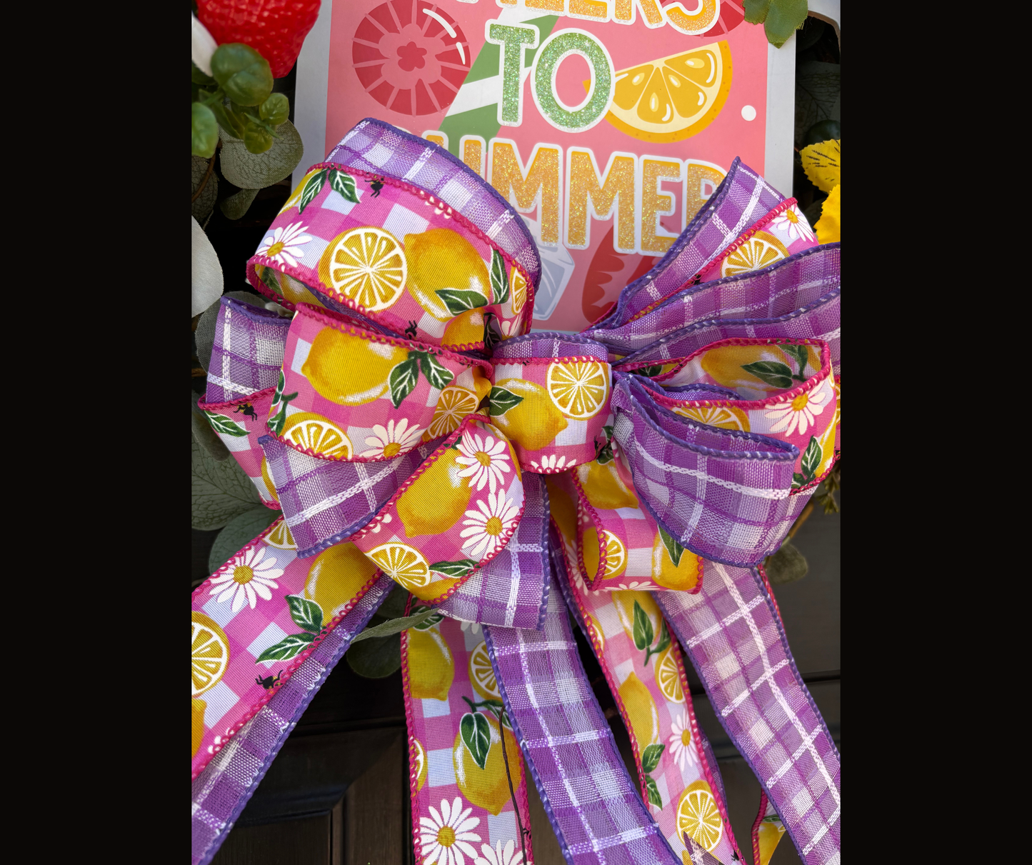 Cheers to Summer! Ready Made Interchangeable Wreath Kit | Lemon, Strawberry & Floral Seasonal Door Decor
