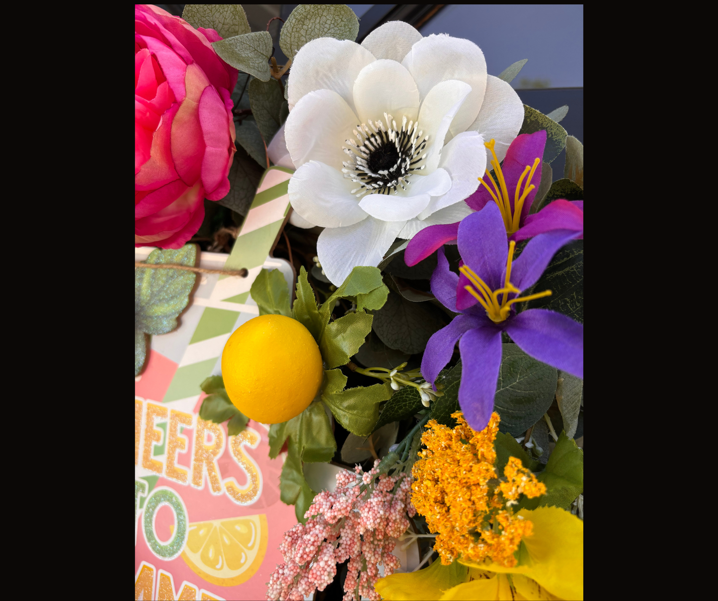 Cheers to Summer! Ready Made Interchangeable Wreath Kit | Lemon, Strawberry & Floral Seasonal Door Decor
