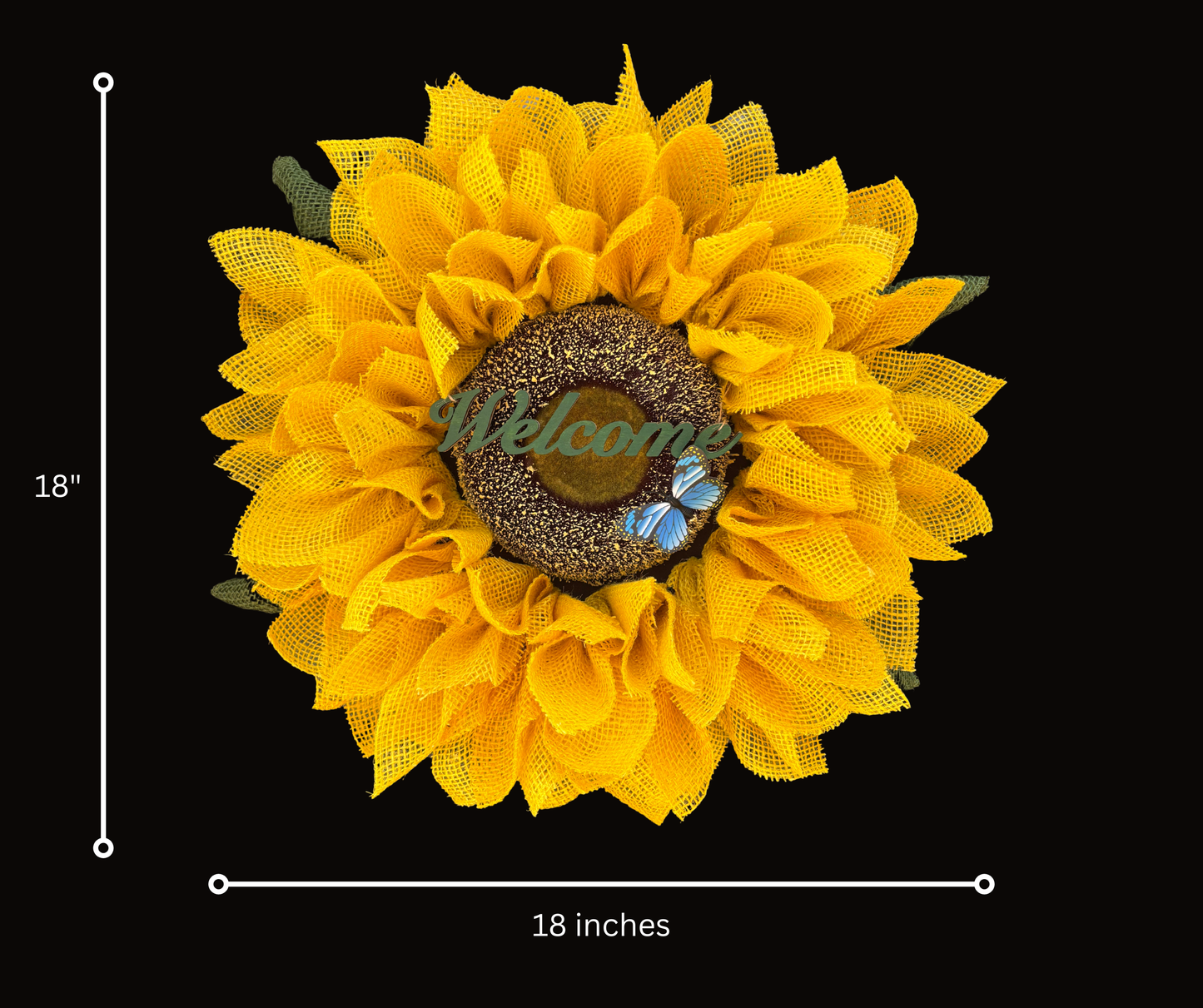 Luxury Yellow Burlap Sunflower Welcome Wreath With Attached Butterfly