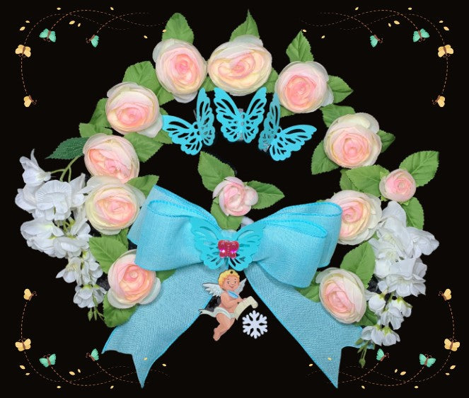 Oh My! Look At The Butterfly! Wreath Kit with Flowers, Ornaments and Magnetic Bow