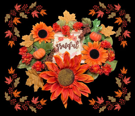 Fall Wreath Kit With An Array of Flowers, Pumpkins and Berries