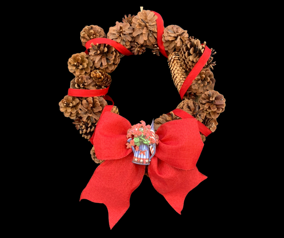 Rustic Elegant Pinecone Wreath With Magnetic Bow & Interchangeable Centerpieces