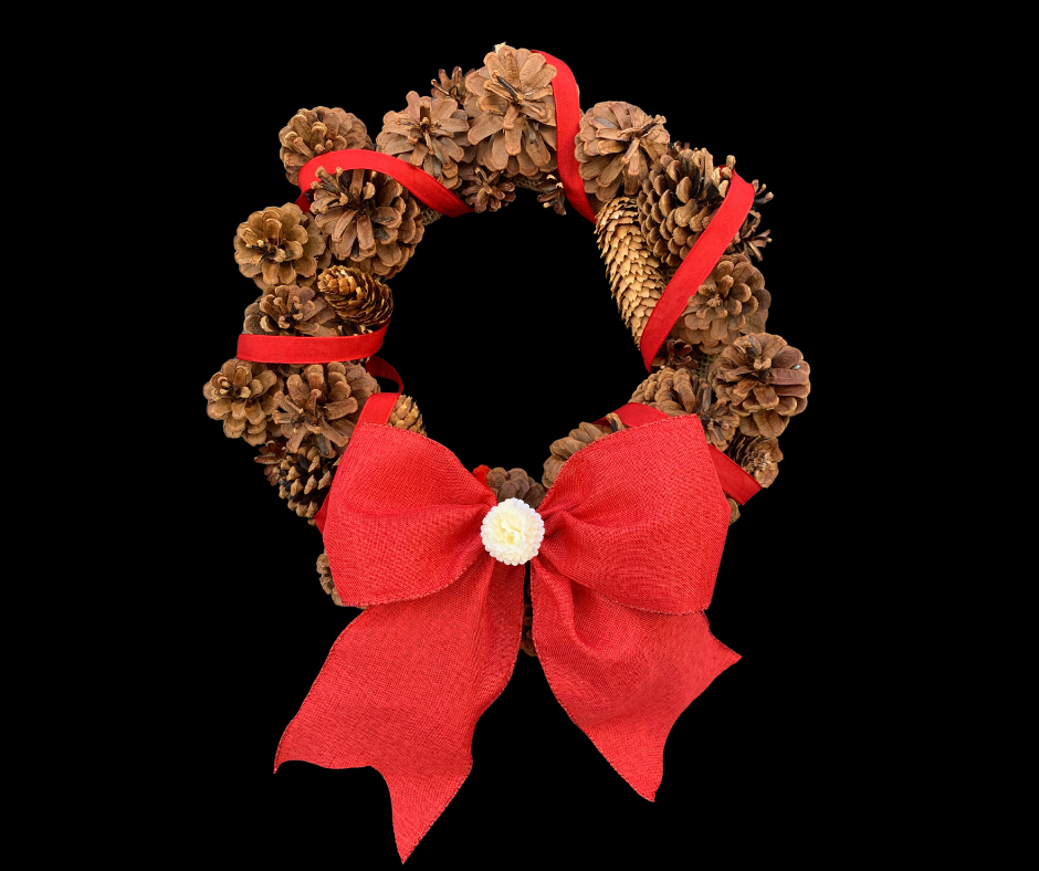 Rustic Elegant Pinecone Wreath With Magnetic Bow & Interchangeable Centerpieces