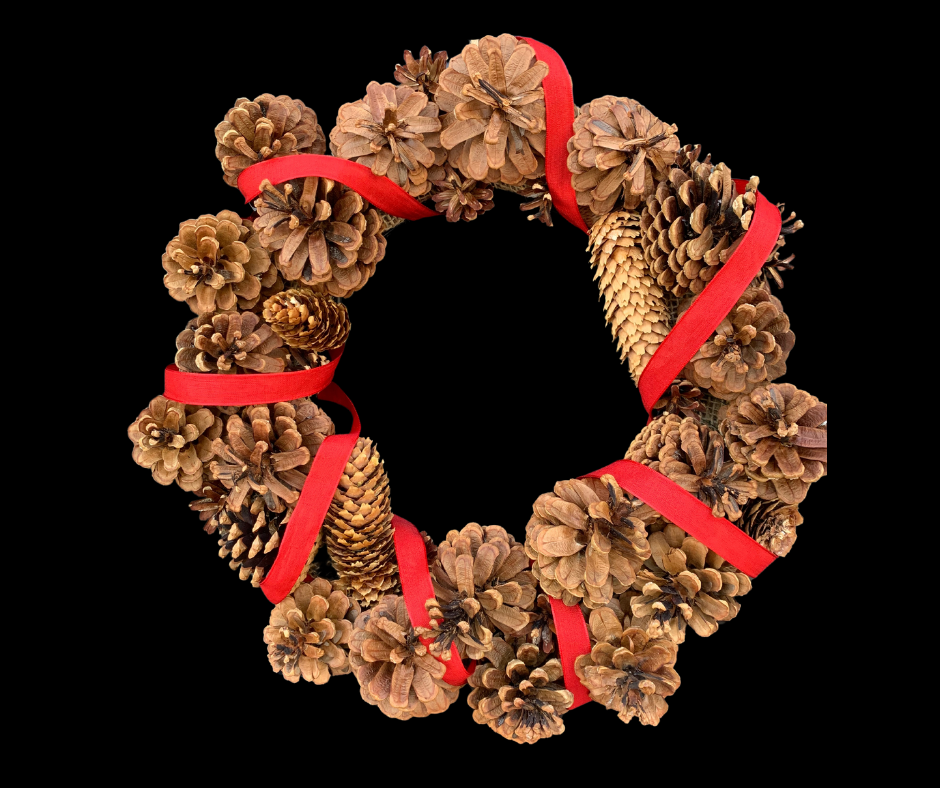 Rustic Elegant Pinecone Wreath With Magnetic Bow & Interchangeable Centerpieces