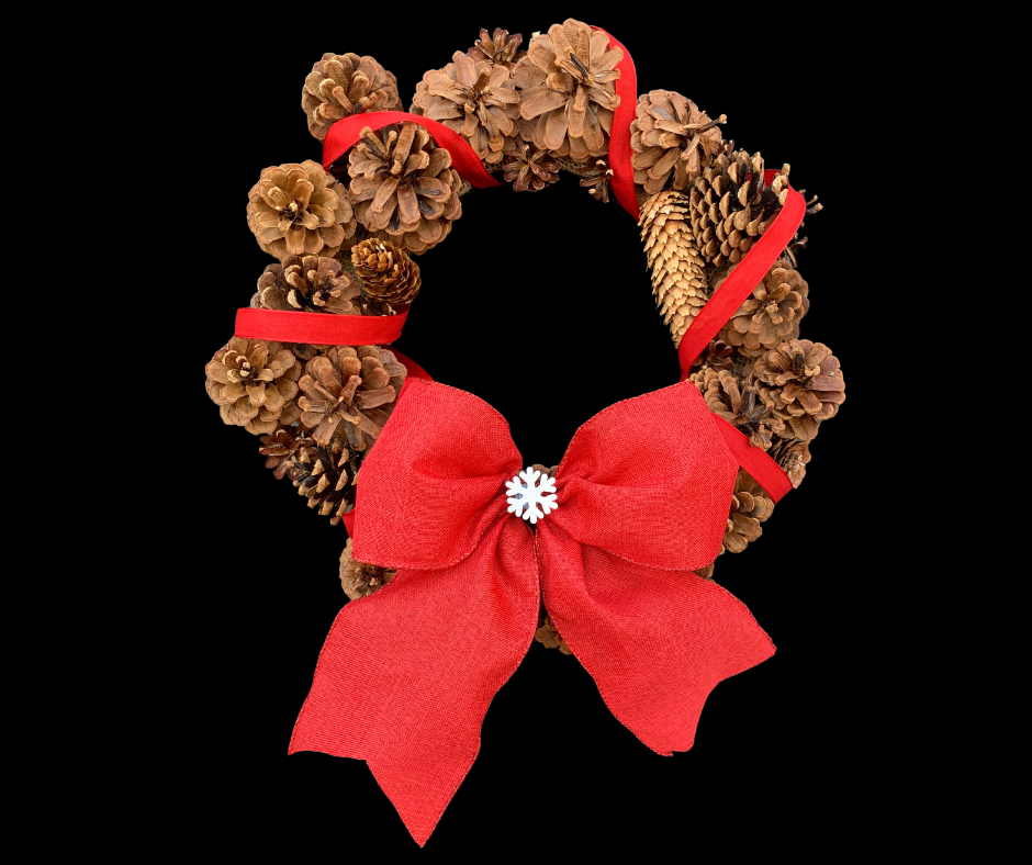 Rustic Elegant Pinecone Wreath With Magnetic Bow & Interchangeable Centerpieces