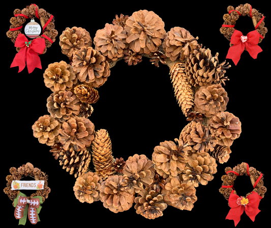 Rustic Elegant Pinecone Wreath With Magnetic Bow & Interchangeable Centerpieces