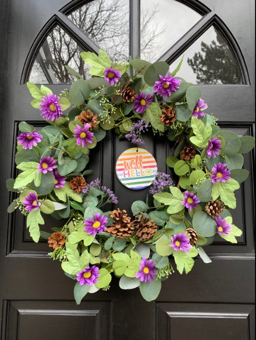 Purple Daisies and Pine Cones Walk In The Forest DIY Wreath Kit