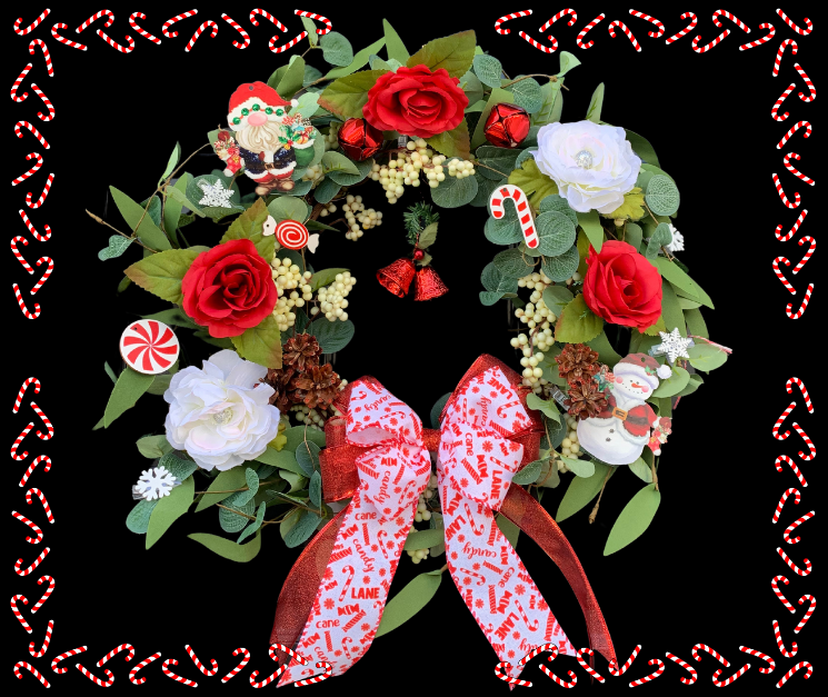 Festive Red & White Candy Cane Wreath Kit