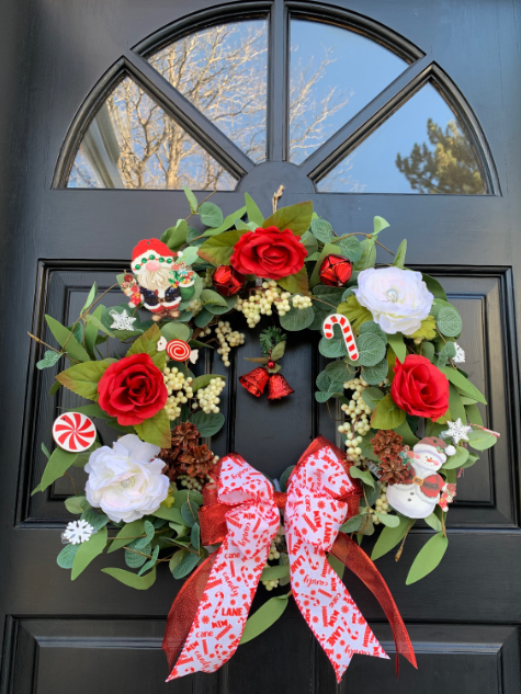 Festive Red & White Candy Cane Wreath Kit