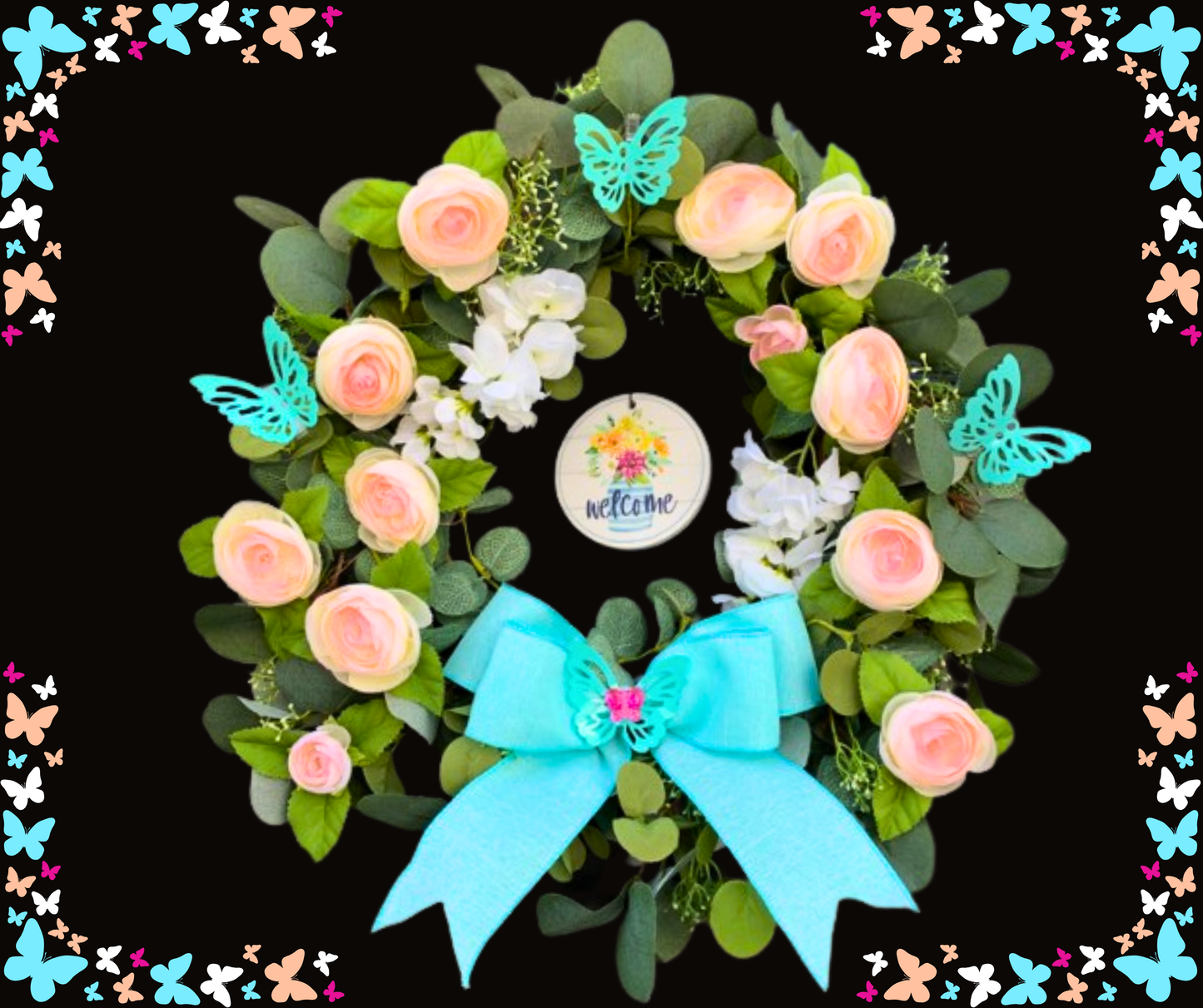 Oh My! Look At The Butterfly! Wreath Kit with Flowers, Ornaments and Magnetic Bow